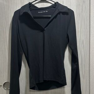 Abercrombie & Fitch Collared Black Long Sleeve Top